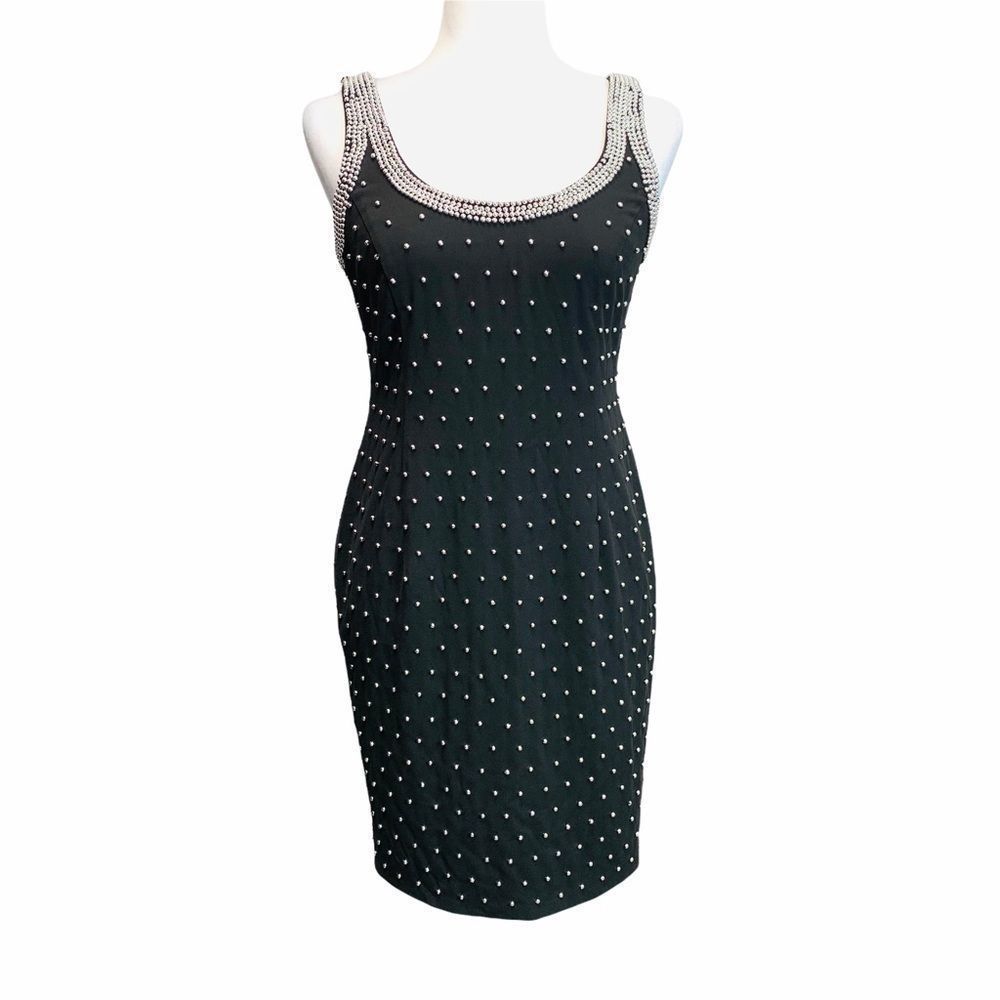 XSCAPE BY JOANNA CHEN Sleeveless Beaded Cocktail Dress 6P EUC
